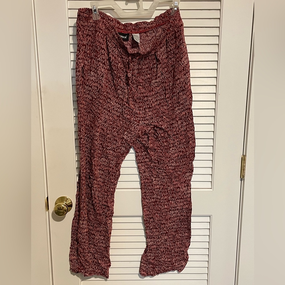 Sag Harbor Marled Burgundy Wide-Leg Drawstring Pants